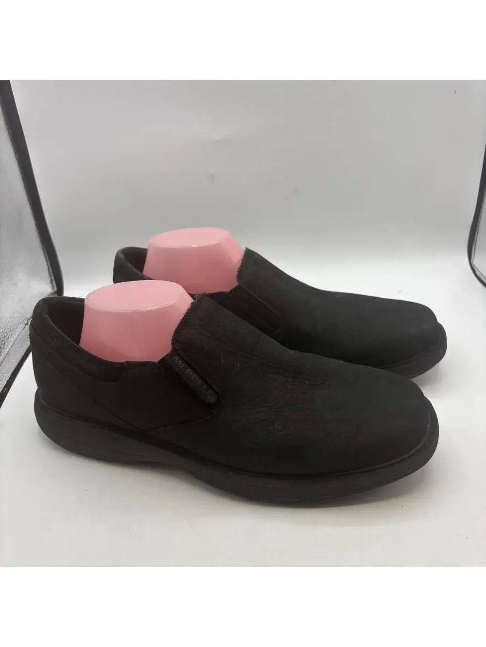Merrell Womens Spire Stretch Shoe Size 11 Black Leather Wedge SlipOn Clog
